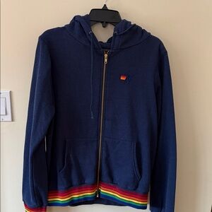 Aviator Nation Navy Hoodie with Gold Accents